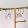 Silver and gold plated silver earrings with rose quartz gemstone